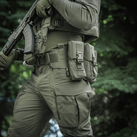 M-Tac dobbelt magasinlomme med Fastex-lukking for AR- og AK-magasin, ideell for militær og friluftsbruk, robust Cordura 500D-materiale