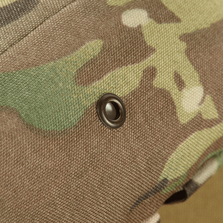 Nærbilde av M-Tac Utility Pouch Elite Small i kamuflasje som viser slitesterkt Cordura 500D-stoff og MOLLE-grensesnitt.