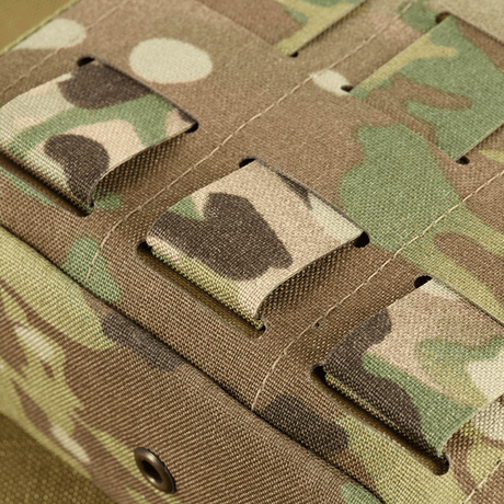 M-Tac Utility Pouch Elite Small med MOLLE-grensesnitt i kamuflasje Cordura 500D-materiale, velegnet for oppbevaring og transport av utstyr.