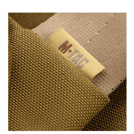 M-Tac Carry Sling veske Elite Gen.IV med Velcro i khakifarget tettvevd nylon med tydelig brodert merkelogo, galleri posisjon 1.