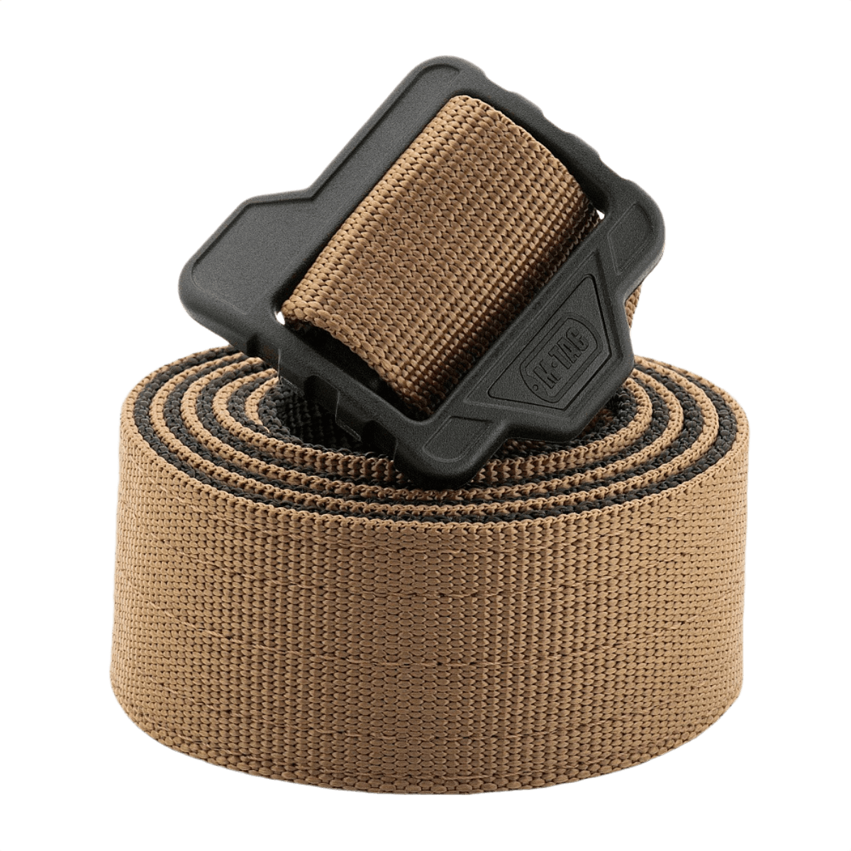 M-Tac Double Duty Taktisk Bælte med vendbart design i coyote og sort, lavet af stærk nylon til professionelle taktiske opgaver.