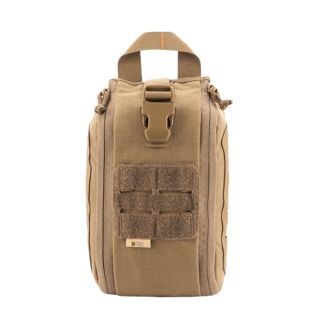 M-Tac Medical Pouch Elite Rip Off i beige med håndtag og taktisk design til førstehjælp og hurtig adgang i nødsituationer.