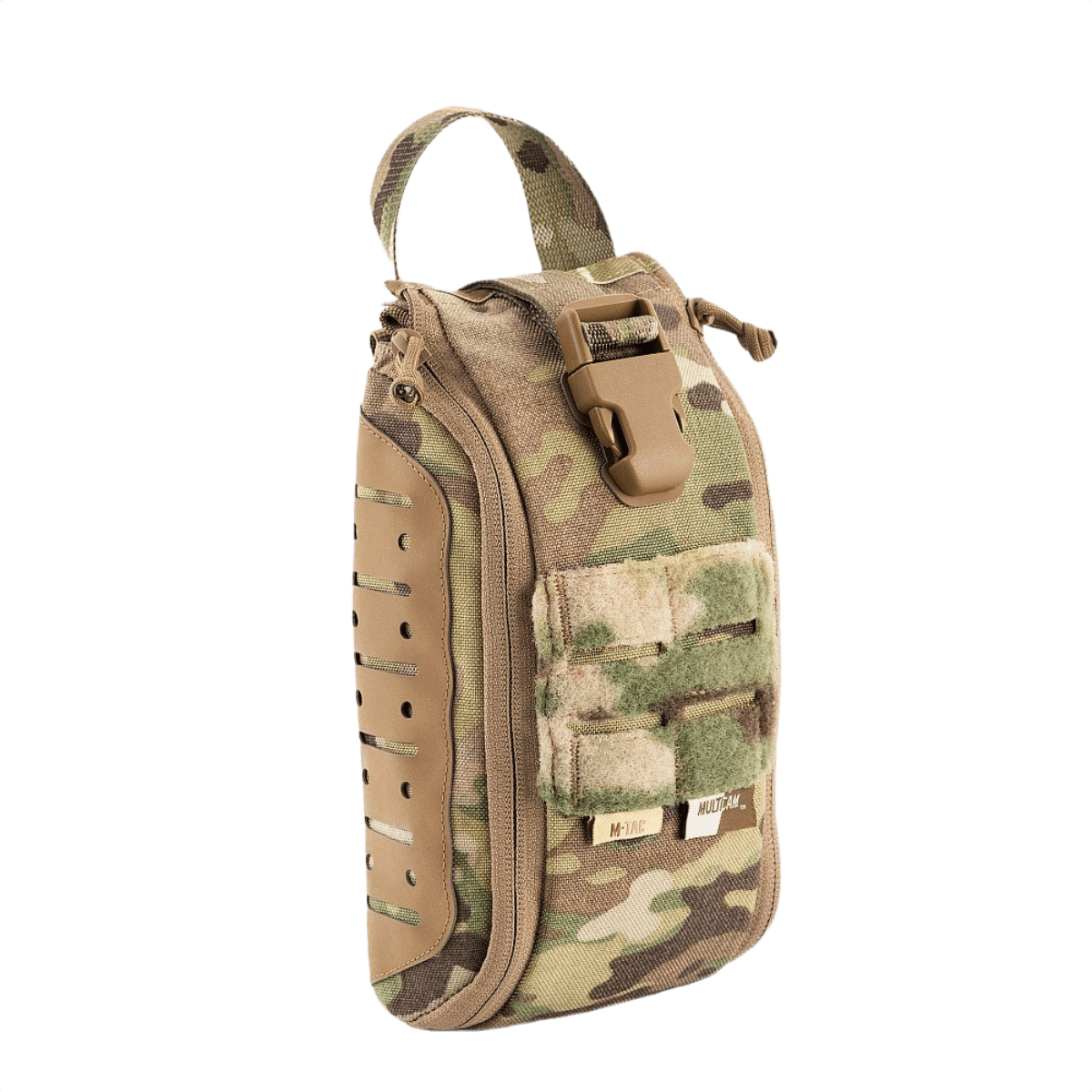 M-Tac Medical Pouch Elite Rip Off i camouflage, taktisk førstehjælpstaske med hurtig adgang og elastiske stropper.