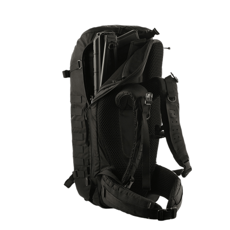 M-Tac Ryggsekk Gen.II Elite Large i svart stoff, sett bakfra, med ergonomisk design og holdbare materialer, perfekt for utstyrstransport.