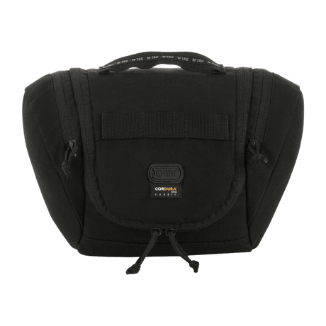 Svart M-Tac toalettmappe Elite Gen.II for oppbevaring av hygieneartikler og småting, kompakt reisetaske.