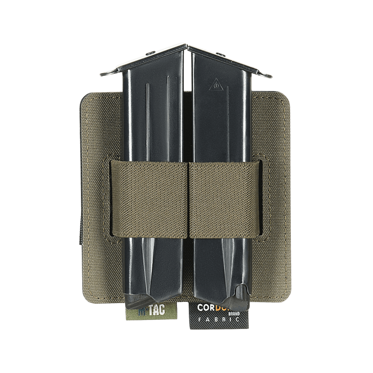 M-Tac Double Mag Pouch Hook Backed Magazine til to pistolmagasiner eller værktøjer med justerbare rumdelere og Velcro-fastgørelse.