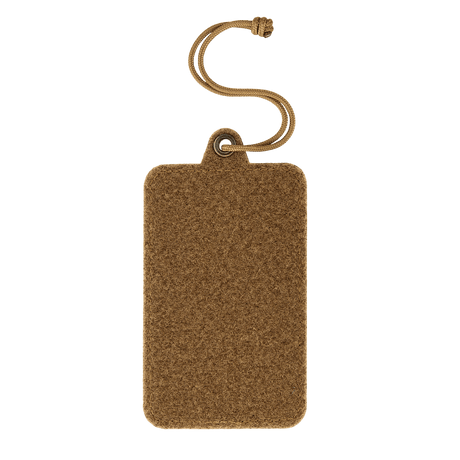 M-Tac Badge Holder – ID-kort og patch med Velcro og metallring, brun farge, paracord for oppheng, 105 x 65 mm, praktisk for daglig bruk.