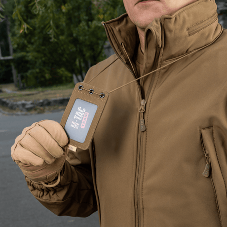 M-Tac taktisk ID-kortholder med snor, solid Cordura, bæres rundt halsen eller festes med velcro, for militær og politi.