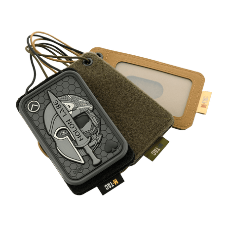 M-Tac taktisk ID-kortholder med snor i solid Cordura med transparent panel og velcro-feste, perfekt for militær og politi.