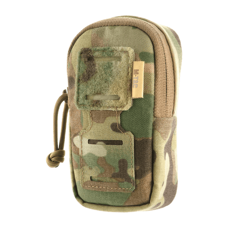 M-Tac PC Utility Pouch Elite i kamuflasje med MOLLE-interface, Velcro-panel, bunnavløp og YKK-fester, ideell for taktisk oppbevaring.