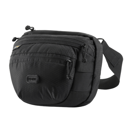 M-Tac Sphaera Hex Hardsling Bag – kompakt svart skulderveske med modulært system og skjult rom, laget av Cordura/Hex polyester.