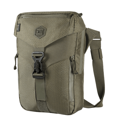 M-Tac Magnet XL-veske Elite Hex med skulderrem og FidLock-låsesystem i grønn farge, egnet for universelt hylster.