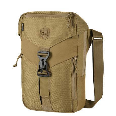 M-Tac Magnet XL-veske Elite Hex med skulderrem og FidLock-lukking, beige farge, sett forfra.