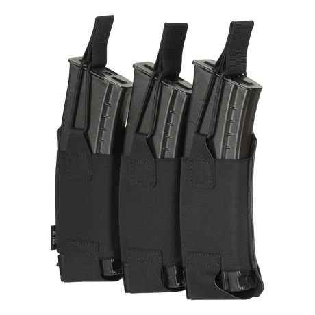 M‑Tac Elastisk Triple Magazine Pouch Elite for tre AK/AR-magasiner, Cordura 500D, MOLLE Laser Cut-montering, kompakt design.