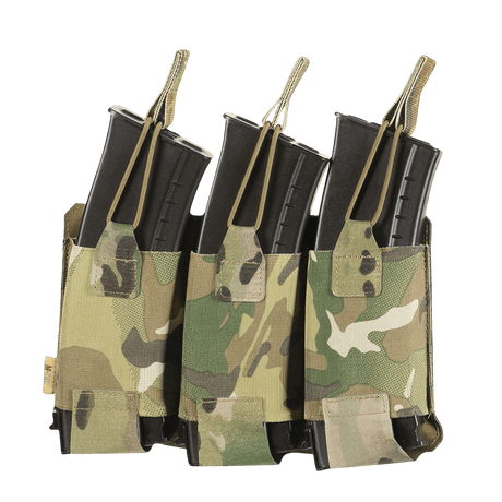 M‑Tac Elastisk Triple Magazine Pouch Elite for tre AK/AR-magasiner med MOLLE Laser Cut og elastikk for sikker oppbevaring og rask tilgang.