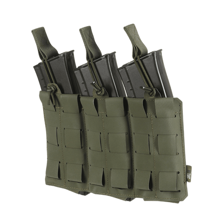 M‑Tac Elastisk Triple Magazine Pouch Elite for tre AK/AR-magasiner med MOLLE Laser Cut og Cordura 500D, sikker oppbevaring og rask tilgang.