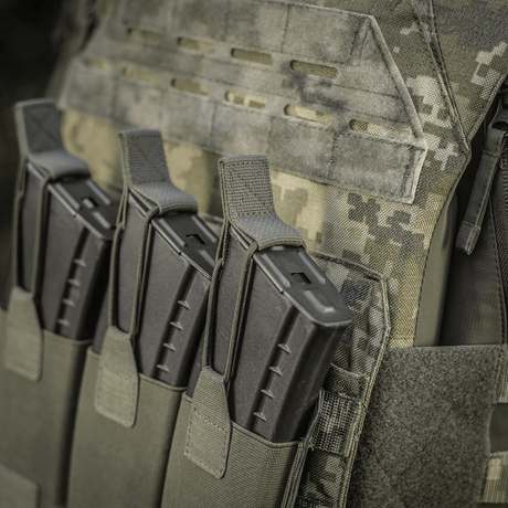 M‑Tac Elastisk Triple Magazine Pouch Elite med tre magasiner, robust Cordura 500D-materiale, MOLLE-kompatibel, rask tilgang