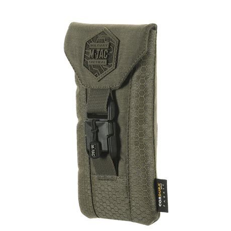 M-Tac Smartphone Lomme Elite Large Hex i slitesterkt CORDURA HEX-materiale med magnetisk WJ-spenne, perfekt for telefoner opptil 6,5 tommer.
