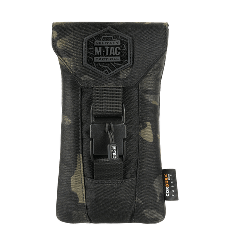 M-Tac Smartphonelomme Elite Large Hex med CAMO-mønster og robust WJ magnetisk spenne for sikker oppbevaring av smartphone opptil 6,5 tommer.