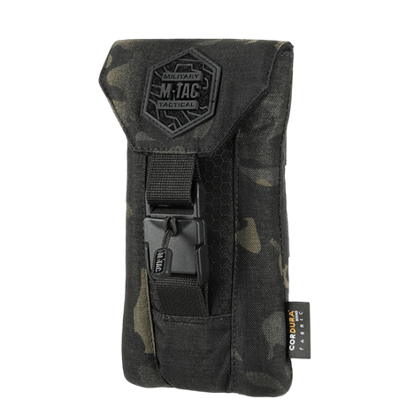 M-Tac Smartphone Lomme Elite Large Hex i svart Cordura-materiale med magnetisk spenne for sikker oppbevaring av smarttelefoner opptil 6,5 tommer.