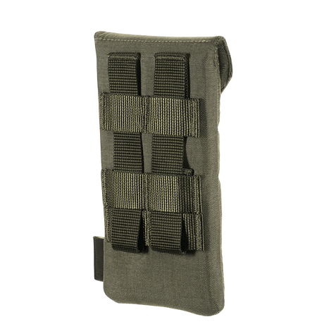 M-Tac Smartphone Lomme Elite Large Hex i slitesterkt CORDURA HEX-materiale med magnetisk spenne, stilig svart design for smarttelefoner opptil 6,5 tommer.