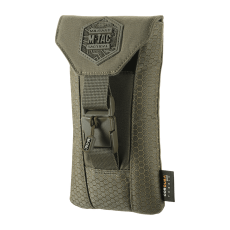 M-Tac Smartphone Pouch Elite Large Hex i robust Cordura HEX 1000D-materiale med magnetisk WJ-spenne for smarttelefoner opptil 6,5 tommer.