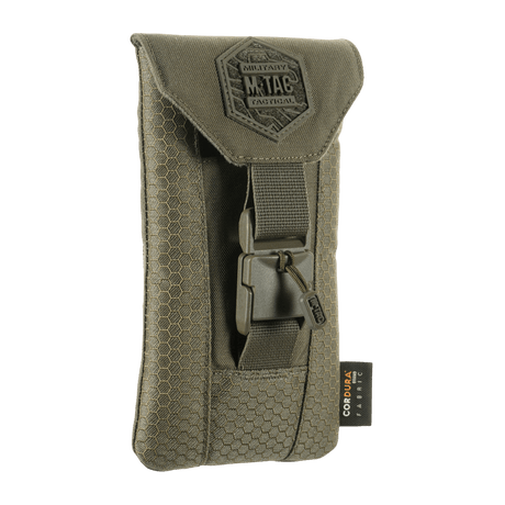 M-Tac Smartphone Pouch Elite Large Hex i Cordura-materiale med magnetisk WJ-spenne for smarttelefoner opptil 6.5 tommer.