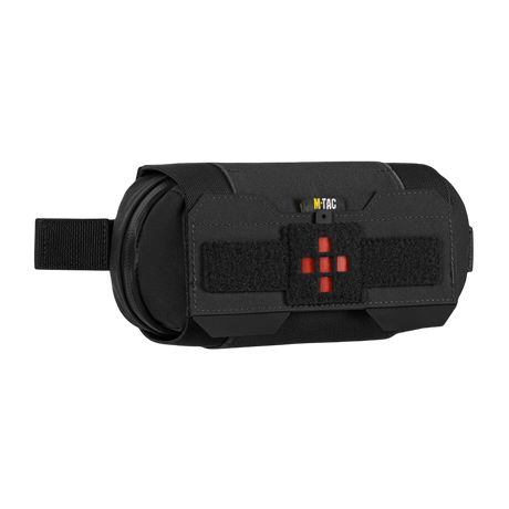 M‑Tac Horizontal Medical Pouch Elite i svart Cordura 500D med YKK AquaGuard glidelås, egnet for IFAK-organisering i feltet.