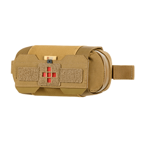 M-Tac Horizontal Medical Pouch Elite, holdbar feltkit for førstehjelp, Cordura 500D, YKK AquaGuard glidelås, forside med velcrolukning.