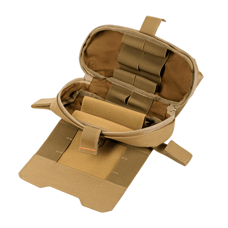 M‑Tac Horizontal Medical Pouch Elite i Cordura 500D med YKK AquaGuard-glidelås og indre organizer, praktisk for førstehjelp i felten.