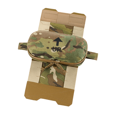 M‑Tac Horizontal Medical Pouch Elite i kamuflasje, slitesterk veske med YKK AquaGuard-glidelås og indre organizer for førstehjelp.