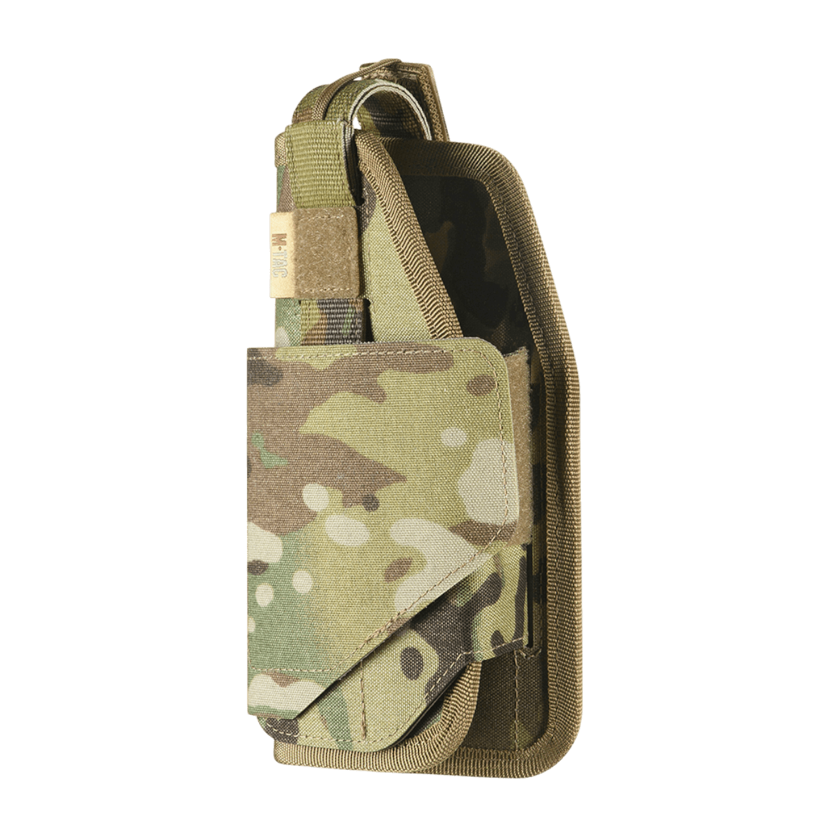 M-Tac Universal Taktisk Hylster Elite Venstre i Cordura 500D med justerbar sikkerhedsstrop og MOLLE-interface.