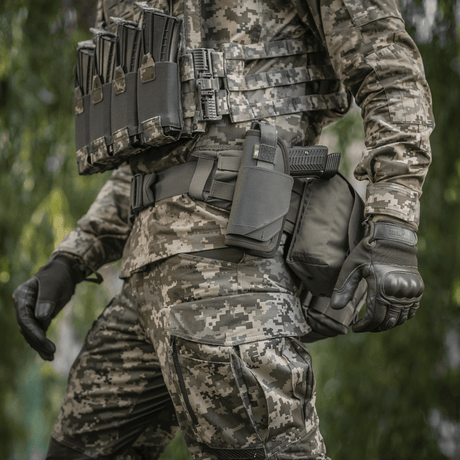 M-Tac universal taktisk hylster Elite venstre i laminert Cordura 500D med justerbar passform og NIJ-sertifisering, galleri posisjon 1.