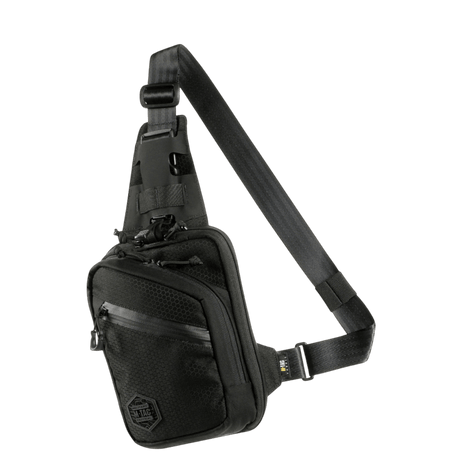 M-Tac Sling pistolveske Elite Hex i svart Cordura 1000D med justerbar skulderrem og fire rom, stilfull og holdbar veske for skjult våpen.