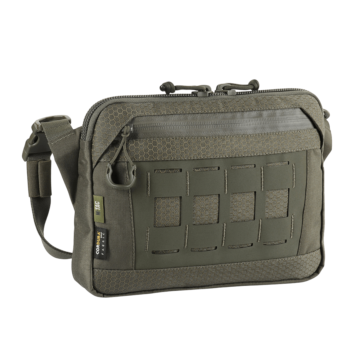 M-Tac Admin Taske Elite i slidstærk Cordura 500D og Cordura Hex, stilfuld design med YKK lynlåse, to lommer og justerbar skulderrem.