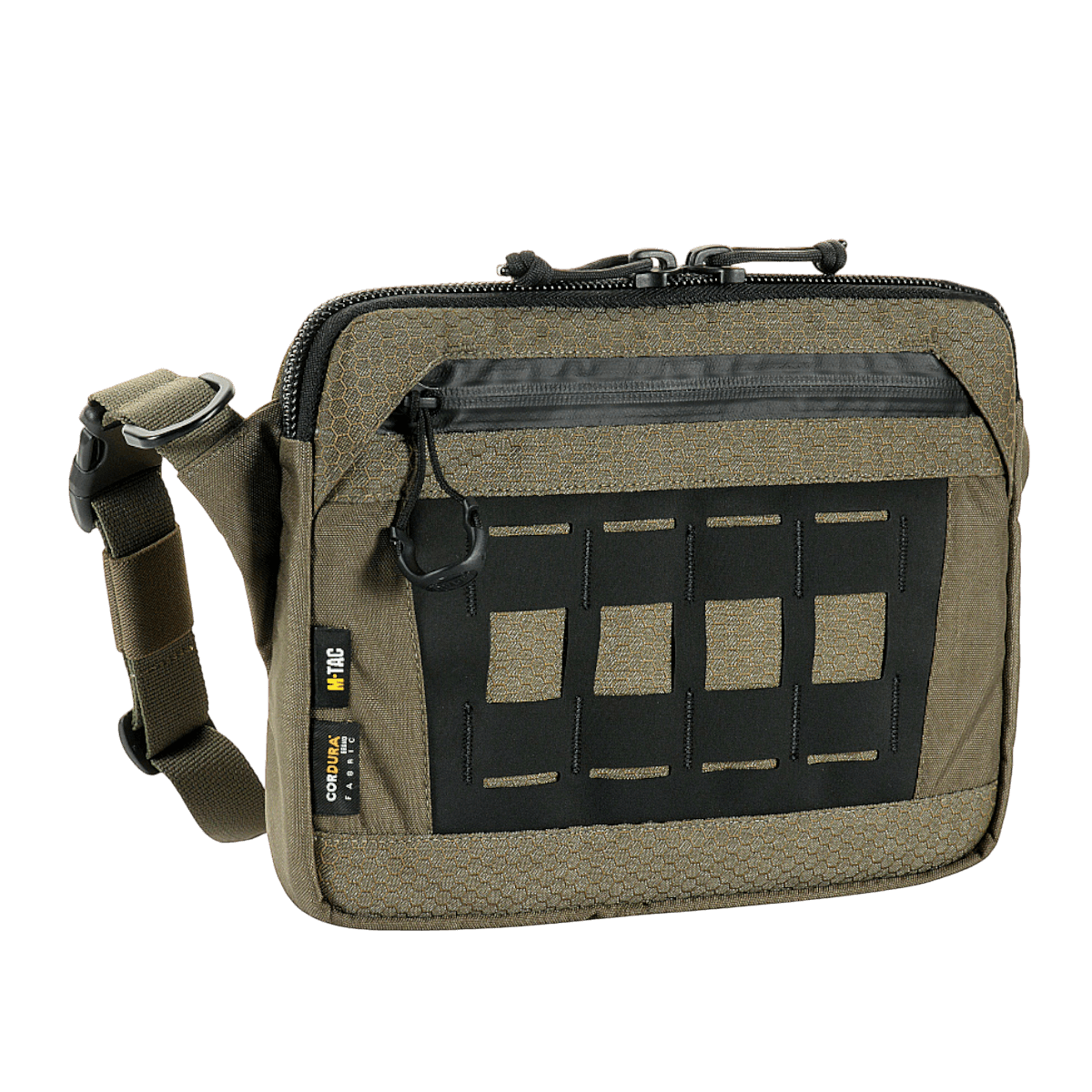 M-Tac Admin Taske Elite i slidstærk Cordura 500D med justerbar skulderrem og lommer, fremstillet med YKK lynlåse for holdbarhed.