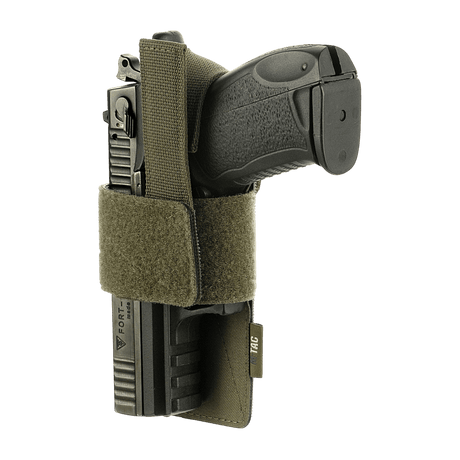 M-Tac modulært universalt hylster med Lås Light for pistoler, justerbar Velcro-reim, egnet for taktiske vesker med Velcro-panel.