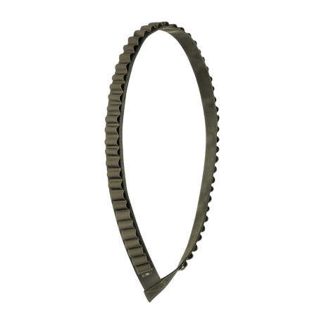 M-Tac Bandolier Elite, praktisk og ergonomisk jegerbelte for 55 skudd, 12/16 kaliber, med doble stropper og elastikk, sett fra siden.