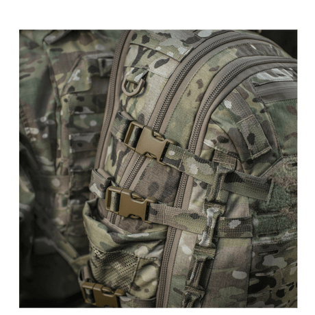 M-Tac Mission Pack Elite ryggsekk i slitesterkt Cordura 1000D med MOLLE LASER CUT-system for maksimal funksjonalitet og beskyttelse.