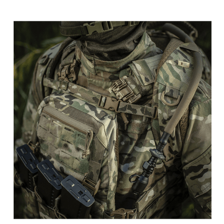 M-Tac Mission Pack Elite ryggsekk i camouflagemønster med MOLLE LASER CUT-system, designet for holdbarhet og funksjonalitet.