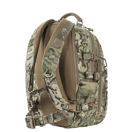 M-Tac Mission Pack Elite ryggsekk i slitesterkt Cordura 1000D med ergonomisk design og MOLLE LASER CUT-system i camouflagefarger.