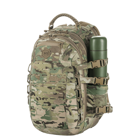 M-Tac Mission Pack Elite ryggsekk i camouflagemønster med slitesterk Cordura 1000D og MOLLE LASER CUT-system for økt funksjonalitet.