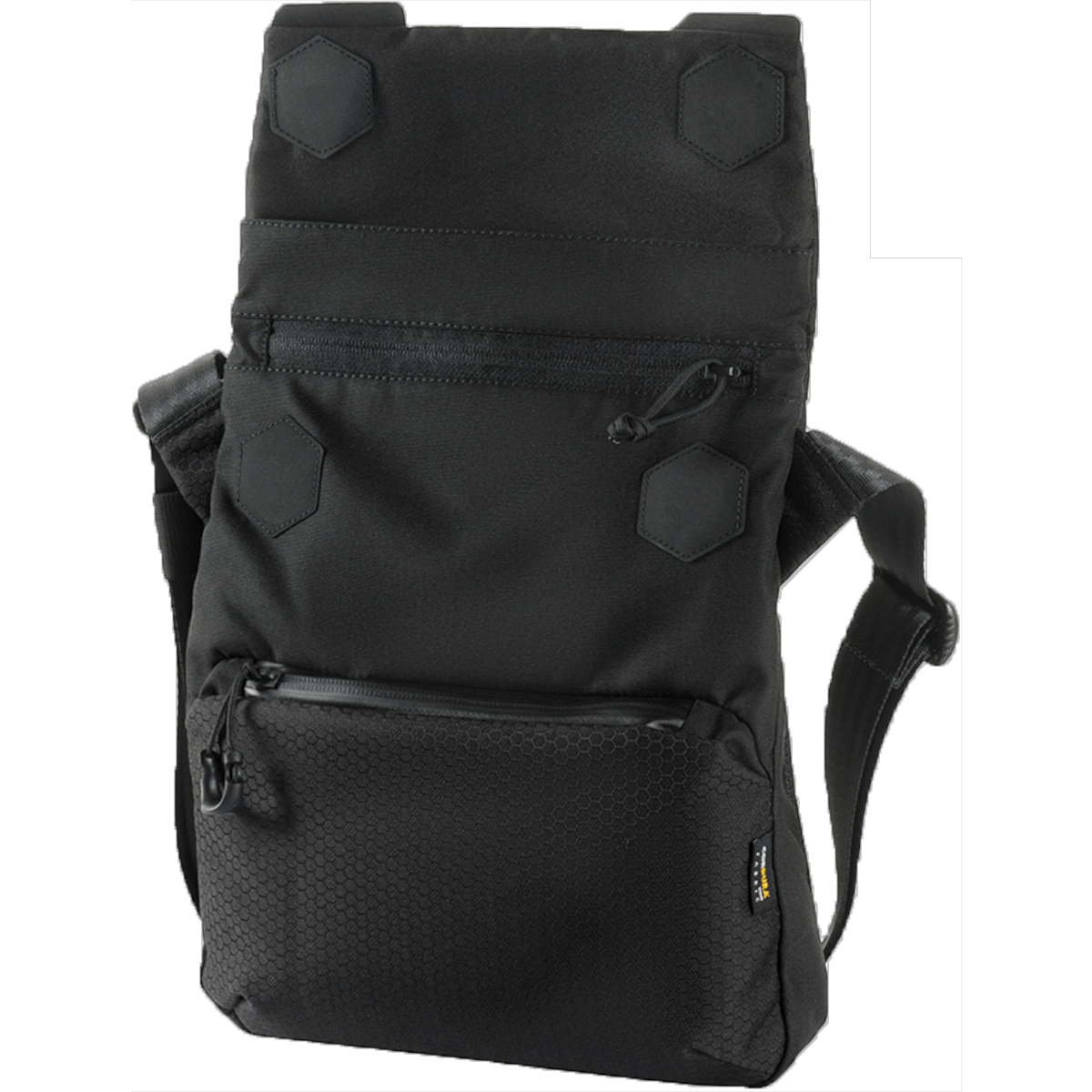 M-Tac Konvert Taske Elite i sort Cordura materiale med justerbar skulderrem og magnetventil lukning, ideel til alsidigt og komfortabelt brug.