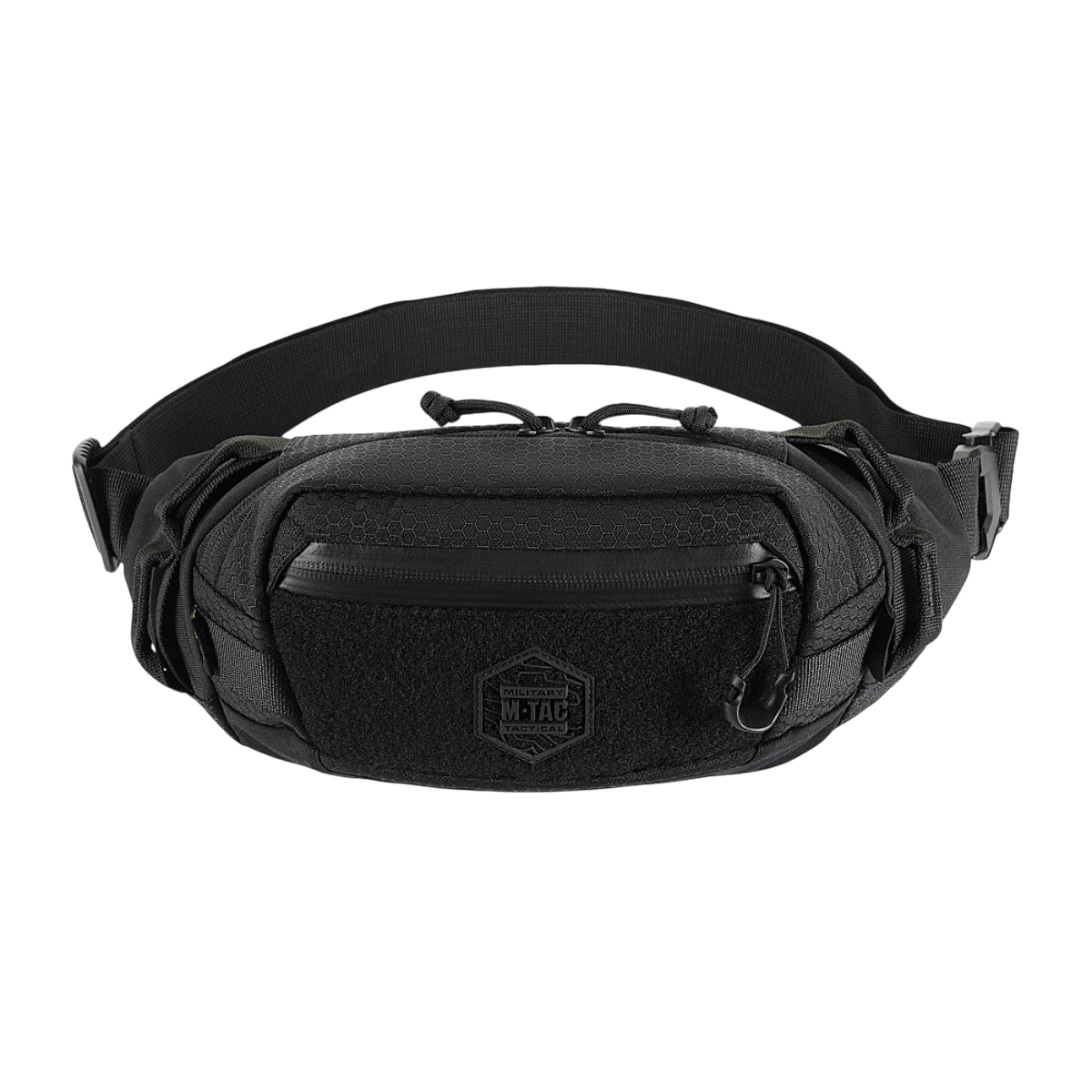 M‑Tac Bæltetaske Elite Hex i sort Cordura 500D med YKK lynlåse og Woojin spænder, ideel til hverdagsbrug eller taktisk udstyr.