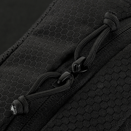 M‑Tac belteveske Elite Hex med YKK-lynlåser på tett svart Cordura-materiale, viser kvalitet og holdbarhet for daglig og taktisk bruk.