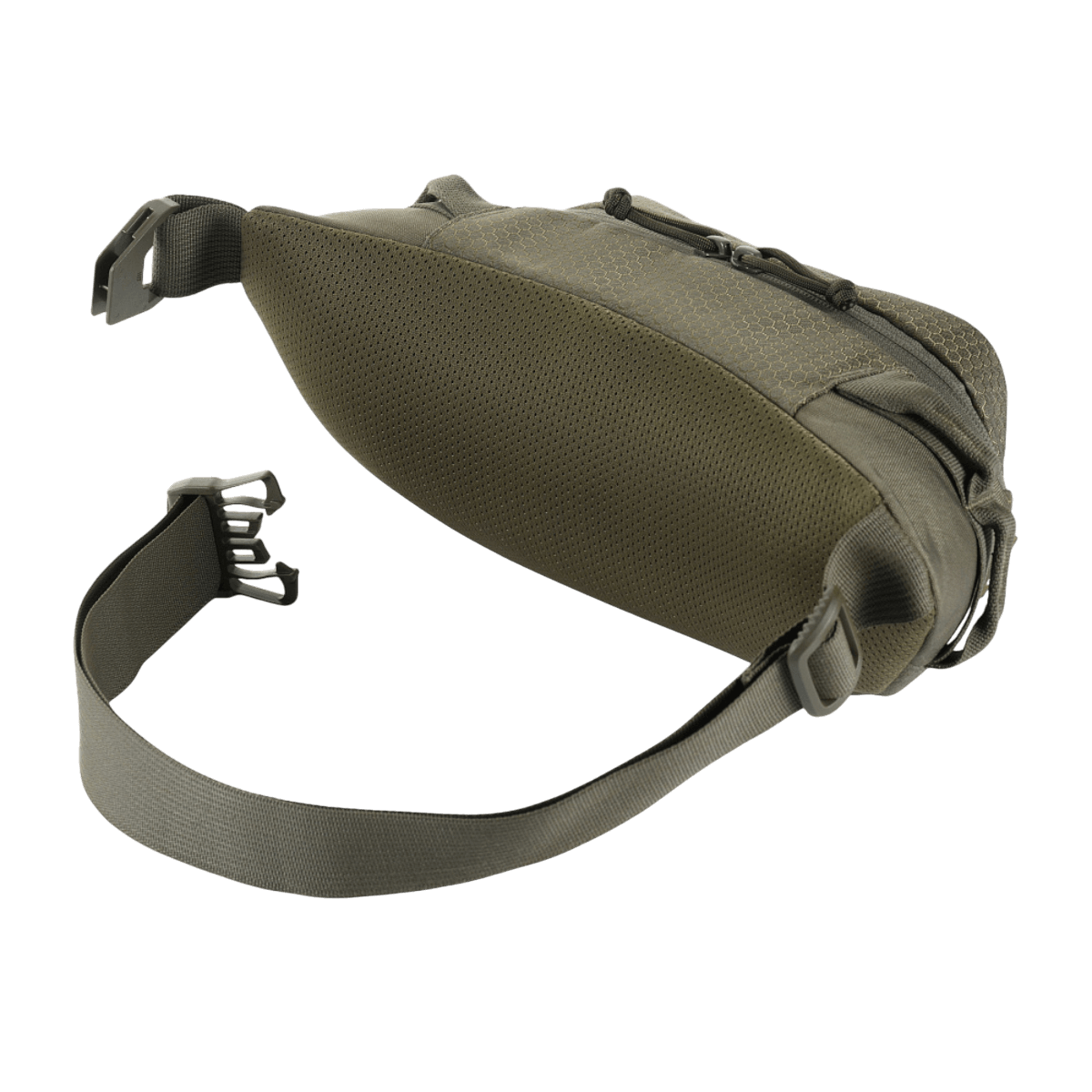 M‑Tac Bæltetaske Elite Hex i Cordura 500D med modulære lommer og YKK lynlåse, set nedefra, perfekt til hverdagsbrug og taktisk udstyr.