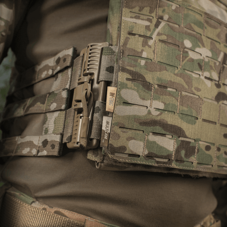 M-Tac frontpanel til Plate Carrier Cuirass QRS XL i slitesterk Cordura 500D med NIJ-sertifisering, vist i galleri posisjon 1 detalj