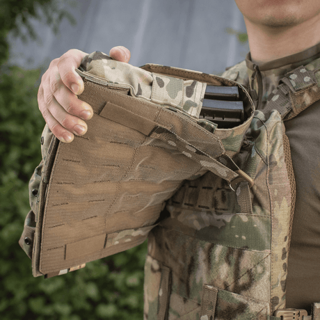M-Tac frontpanel til Plate Carrier Cuirass QRS XL i robust Cordura 500D med NIJ-sertifisering, vist åpen i galleri posisjon 1