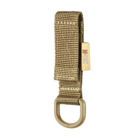 M-Tac feste med D-ring for MOLLE-system, kompakt taktisk tilbehør med Velcro-lukking, ideell for montering på utstyr.