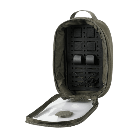 M-Tac Modul Insert Molle 11x19, Laser Cut i åpen veske, viser interiør med spesialrom for EDC-kit.
